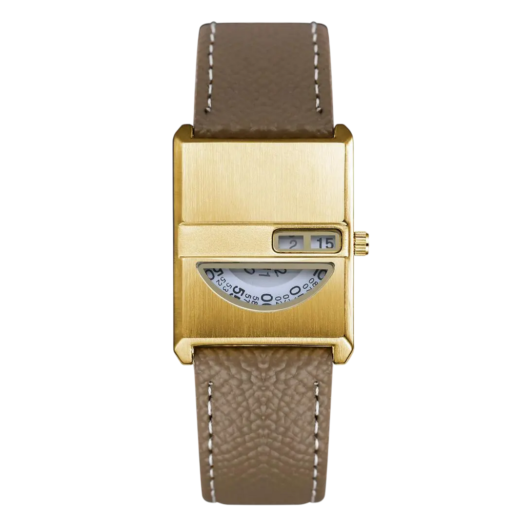 Giorgio Mareno Bronvara men's retro rectangular watch with leather strap, featuring a classic dial and vintage-inspired design.
