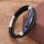 Martin Duval Stone Leather Bracelet - Lapis Silver