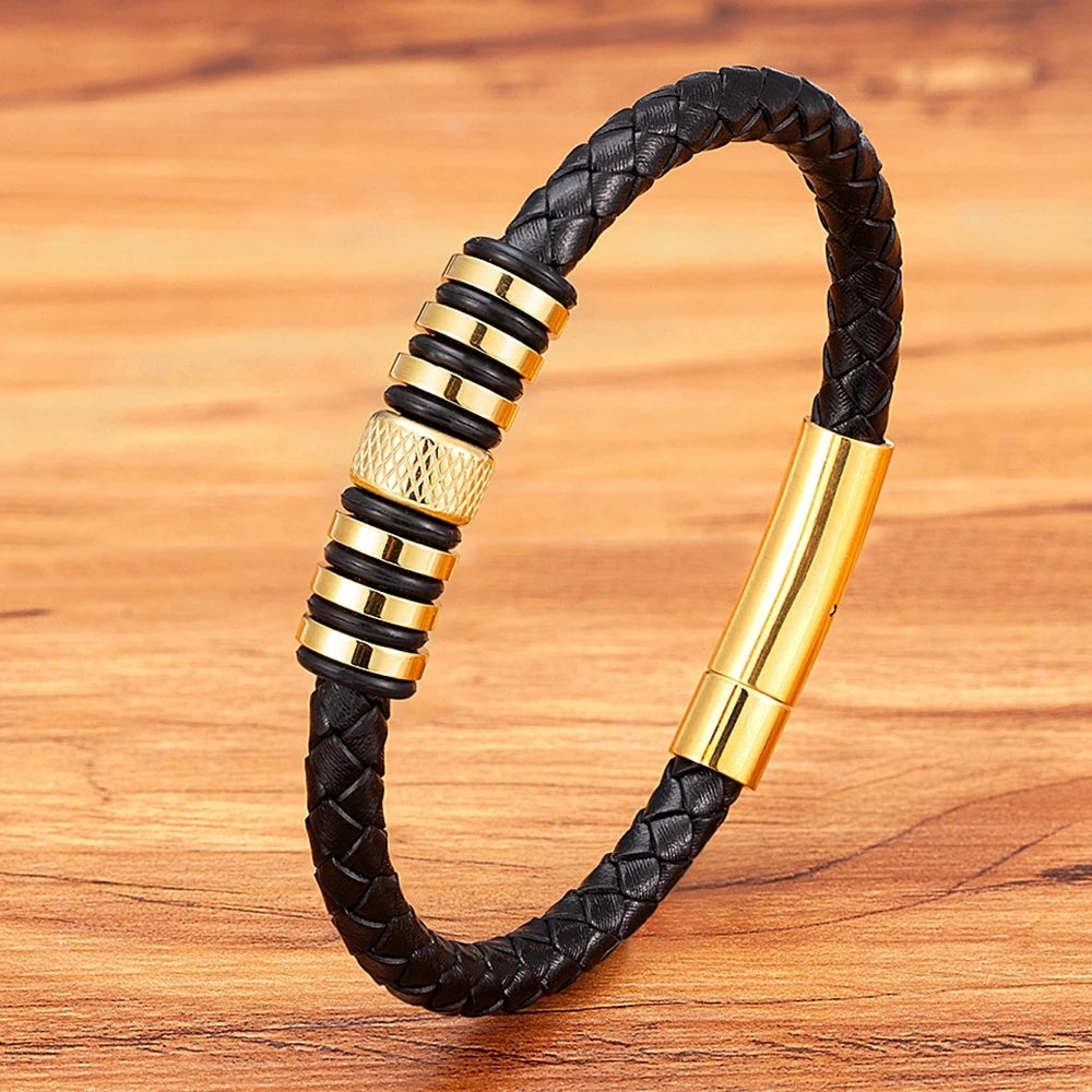 Martin Duval Leather Bead Bracelet - Gold