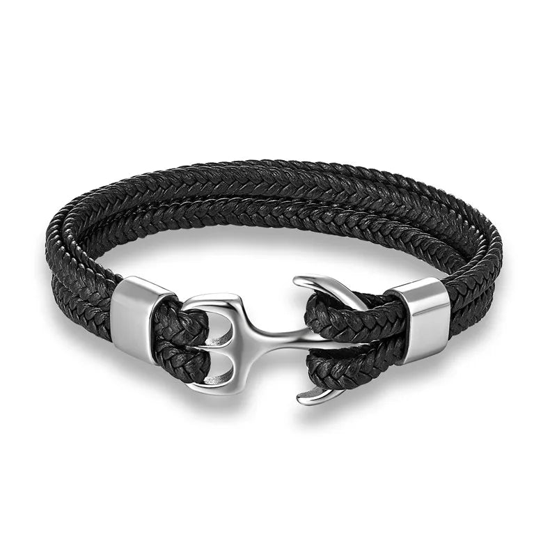 Martin Duval Anchor Bracelet - Silver Black