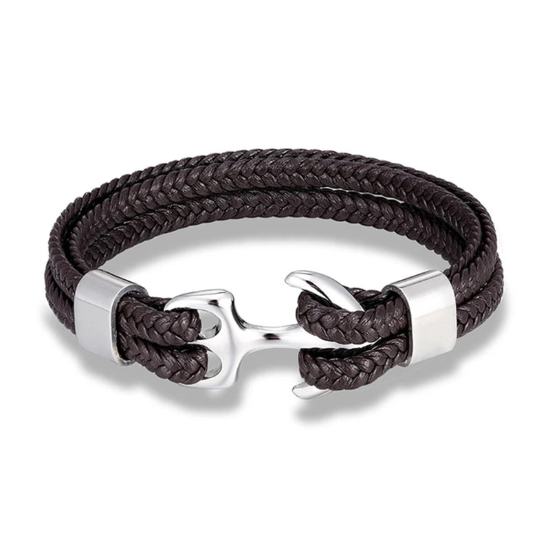 Martin Duval Anchor Bracelet - Silver Coffee