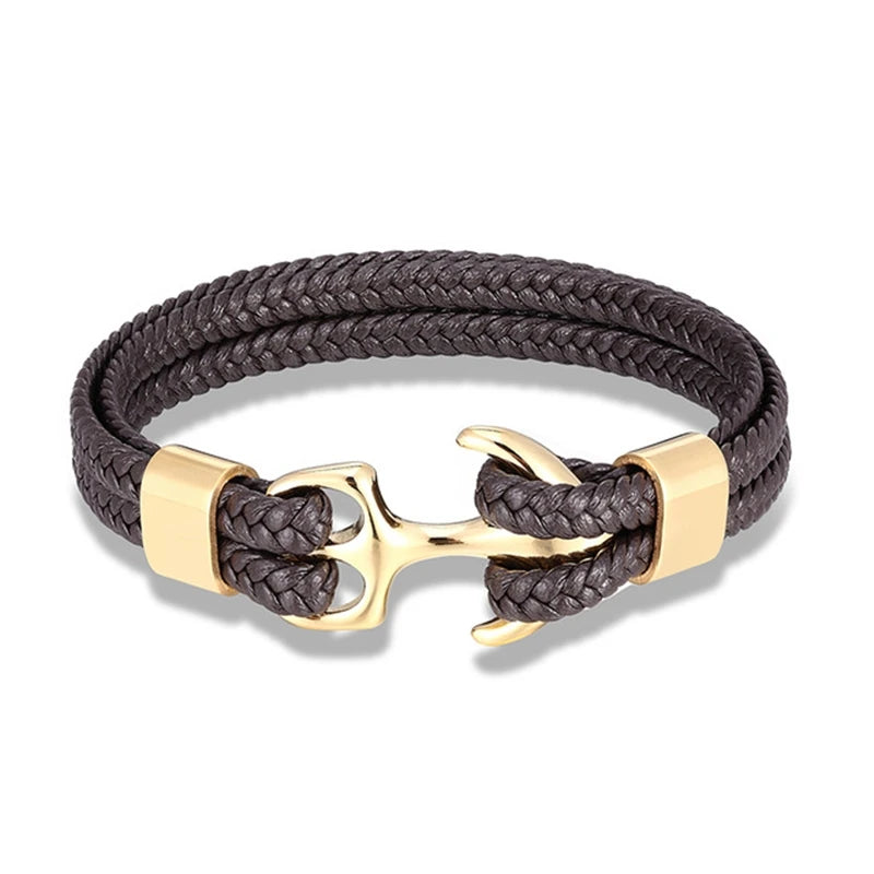 Martin Duval Anchor Bracelet - Gold Coffee