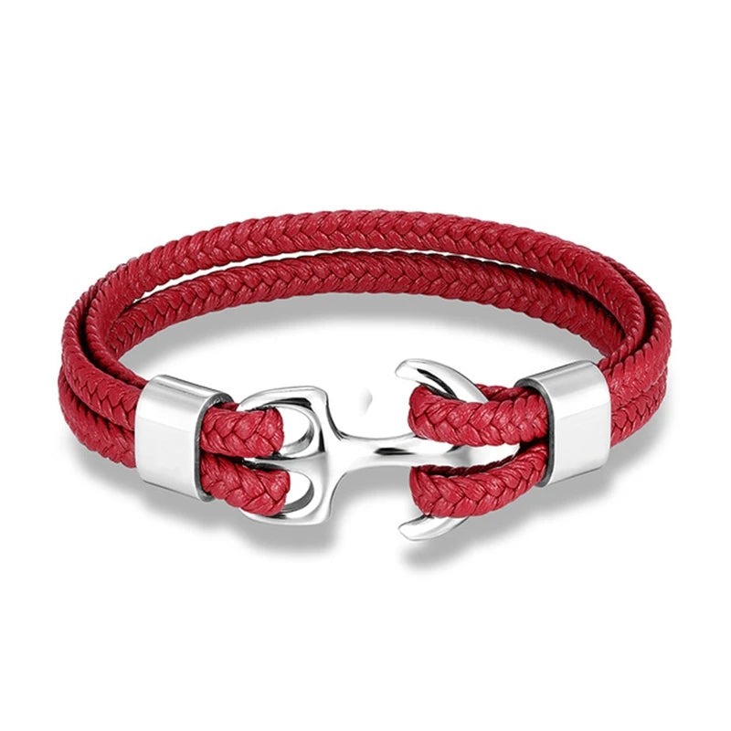 Martin Duval Anchor Bracelet - Silver Red