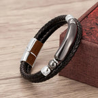 Martin Duval Stone Leather Bracelet - Hematite Silver