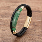 Martin Duval Stone Leather Bracelet - Aventurine Gold
