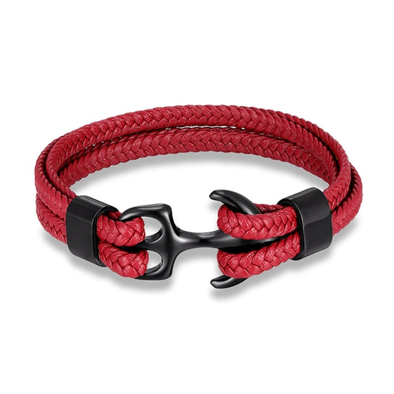 Martin Duval Anchor Bracelet - Black Red