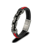 Martin Duval Chain Link Leather Bracelet - Red