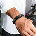 Martin Duval Onyx & Leather Bracelet Set - Grey Black