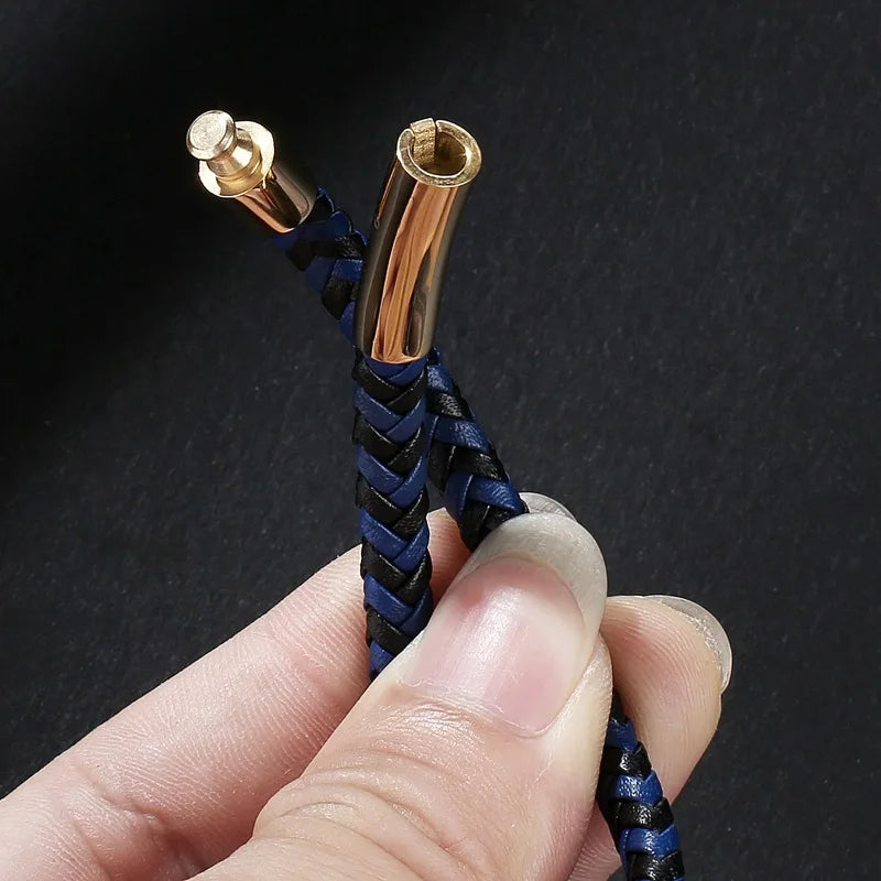 Martin Duval Slim Braided Leather Bracelet