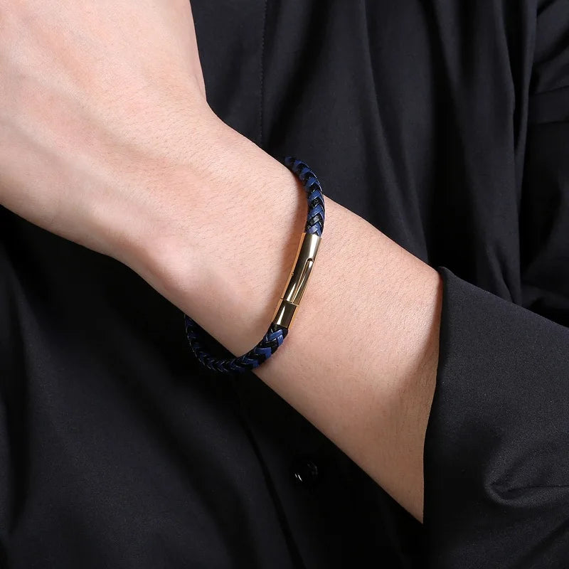 Martin Duval Slim Braided Leather Bracelet