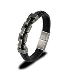 Martin Duval Chain Link Leather Bracelet - Black