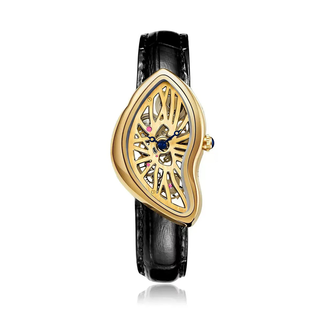 Unique Twisted Irregular Men Quartz Watch Vintage Waterproof Leather Strap Safe Fold Buckle Fashion Wrist Accessory