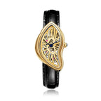 Unique Twisted Irregular Men Quartz Watch Vintage Waterproof Leather Strap Safe Fold Buckle Fashion Wrist Accessory