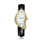 Unique Twisted Irregular Men Quartz Watch Vintage Waterproof Leather Strap Safe Fold Buckle Fashion Wrist Accessory
