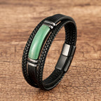 Martin Duval Stone Bar Leather Bracelet - Aventurine