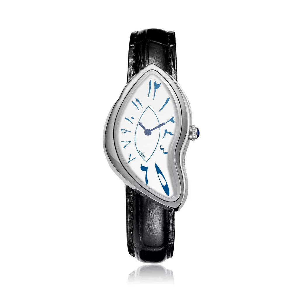 Unique Twisted Irregular Men Quartz Watch Vintage Waterproof Leather Strap Safe Fold Buckle Fashion Wrist Accessory