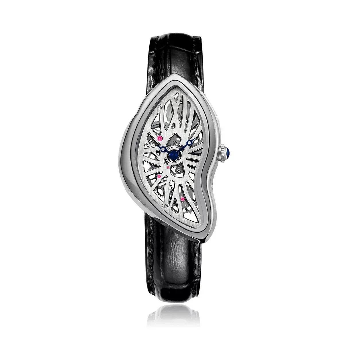 Unique Twisted Irregular Men Quartz Watch Vintage Waterproof Leather Strap Safe Fold Buckle Fashion Wrist Accessory