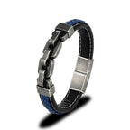 Martin Duval Chain Link Leather Bracelet - Blue