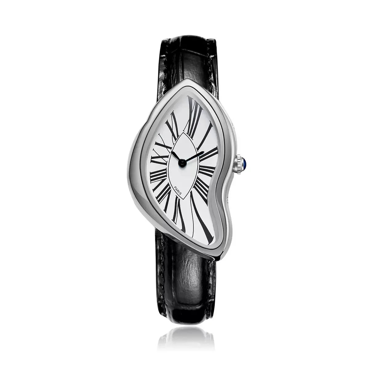 Unique Twisted Irregular Men Quartz Watch Vintage Waterproof Leather Strap Safe Fold Buckle Fashion Wrist Accessory
