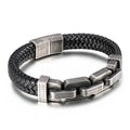 Martin Duval Chain Link Leather Bracelet - Black Braid