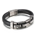 Martin Duval Chain Link Leather Bracelet - Black Braid
