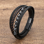 Martin Duval Layered Leather Bracelet - Hematite