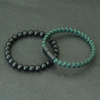 Martin Duval Onyx & Leather Bracelet Set