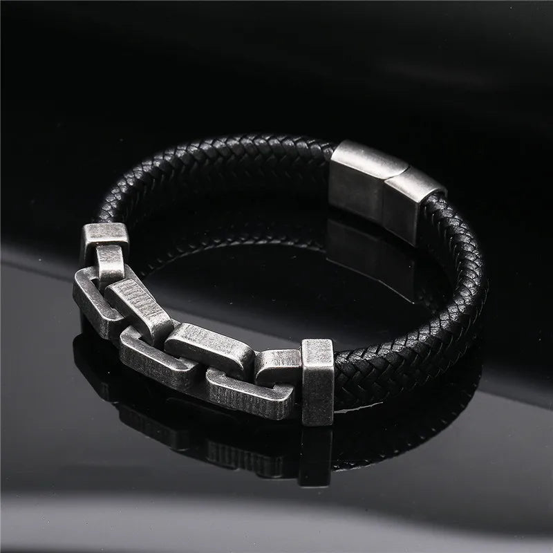 Martin Duval Chain Link Leather Bracelet