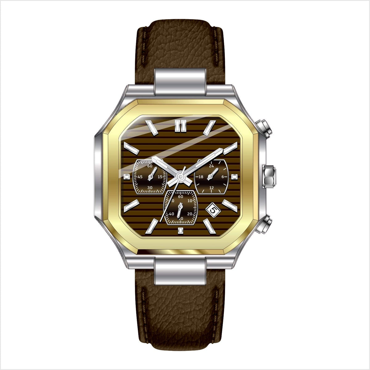 VORIXA TG – Men’s Classic Terra Gold & Brown Horizontal Dial Business Watch