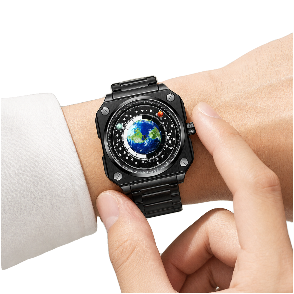 ASTRANO Starry Earth Dial watch worn on the wrist