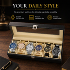 6 Piece Men's Watch Set with Steel Band Fashion Watches in a Gift Box