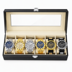 6 Piece Men's Watch Set with Steel Band Fashion Watches in a Gift Box