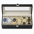 6 Piece Men's Watch Set with Steel Band Fashion Watches in a Gift Box